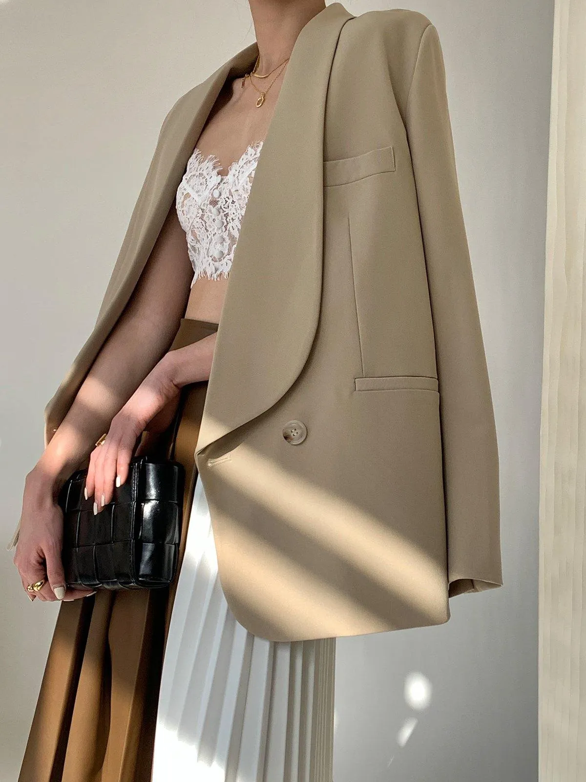 Casual Loose Blazer - Beige