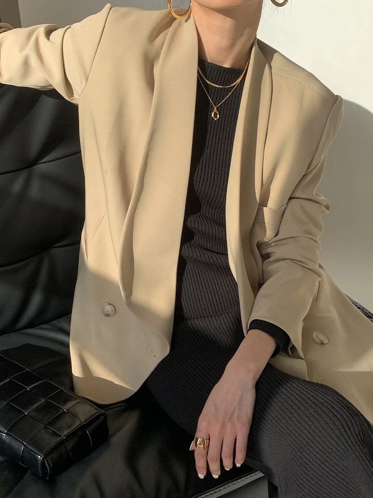 Casual Loose Blazer - Beige
