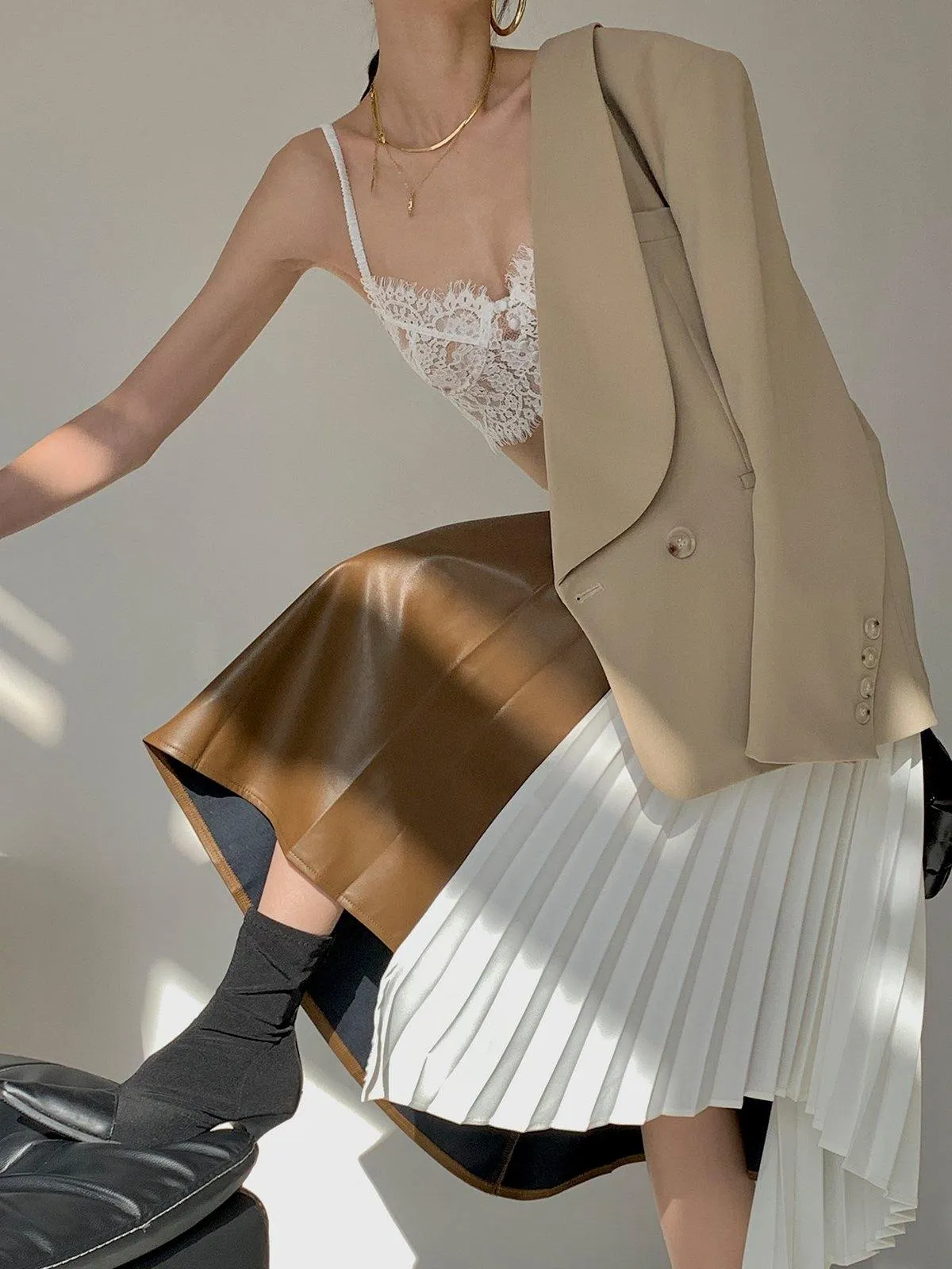 Casual Loose Blazer - Beige