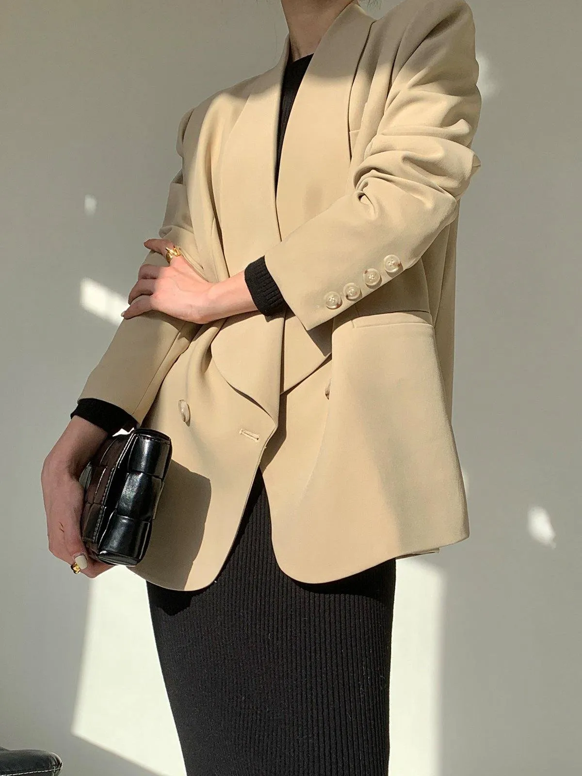 Casual Loose Blazer - Beige