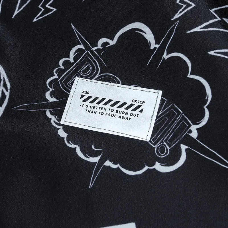 Grafitti Sweatshirts Autumn Graffiti Printing Men's Loose Zip Trench Coat Coat Jacket