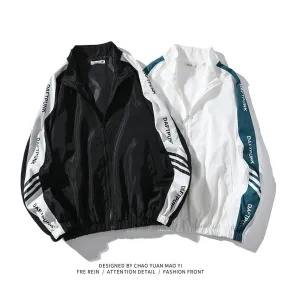 Jock Jacket Couple Stand Collar Trench Coat Men's and Women's Spring/Summer Sun Protection Thin Casual Sports Jacket