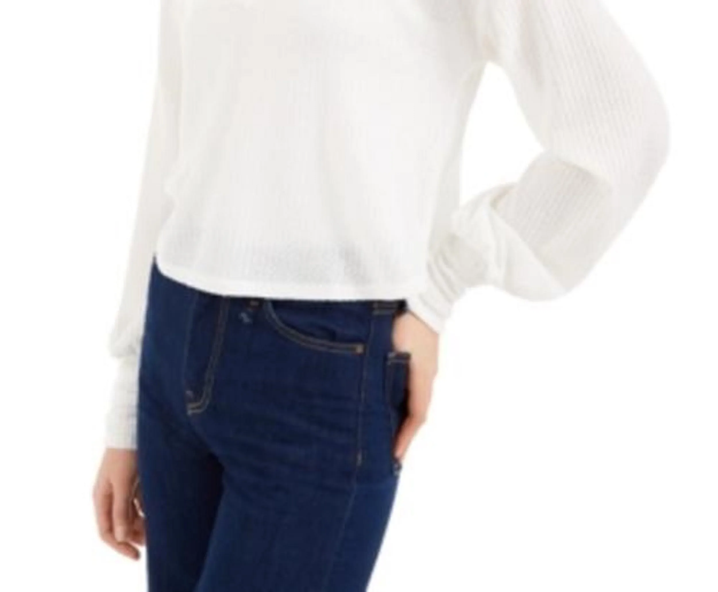 Love Fire Juniors' By Topson  Lace Trim Thermal Top Natural Size Small