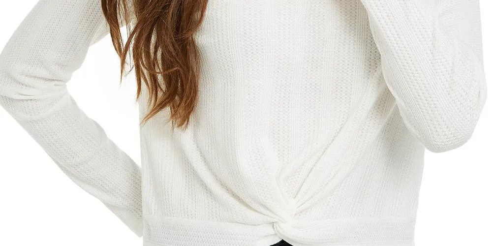 Pink Rose Juniors' Twisted Waffle-Knit Top Natural Size Large
