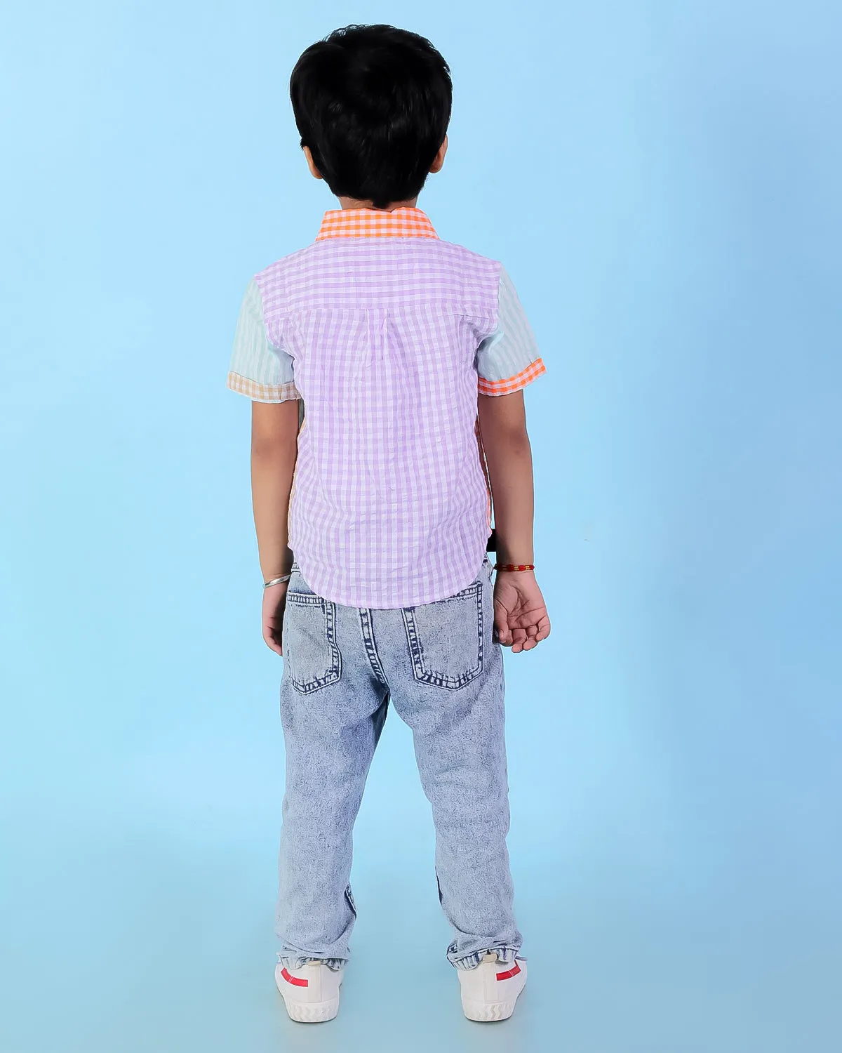 Rainbow Charm Checkered Boys Casual Shirt